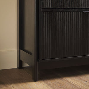 English Elm Walker Edison - Transitional Wide Reeded Bookshelf with Drawers on Bottom for Home Office, Spacious Shelving & Storage Black 75.25 L x 20.63 W x 7 H B185P200187