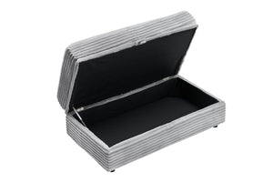 English Elm 47.24-inch corduroy armchair with storage ottoman and USB ports, spring seat, solid wood frame lounge Gray W3356S00021