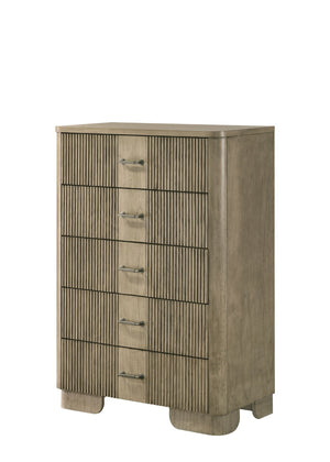 English Elm Lakkari 5-drawer Tall Chest with Antique Oak Finish and Felt-lined Jewelry Drawer B2756P506266