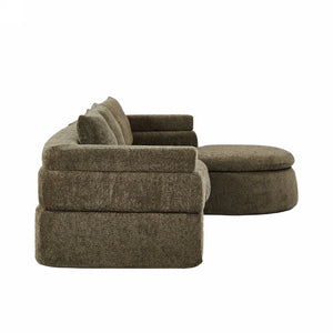 English Elm 106" L-shaped Sectional Sofa Modular Chaise Lounge Neutral Fabric Living Room Olive Green N771P396321L_N771P396322L