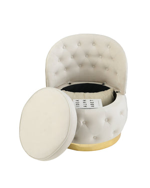 English Elm 360 Degree Swivel Cuddle Barrel Accent Storage Chairs Plush Velvet Round Armchair with Hidden Storage and Luxurious Comfort Beige W1420P198930