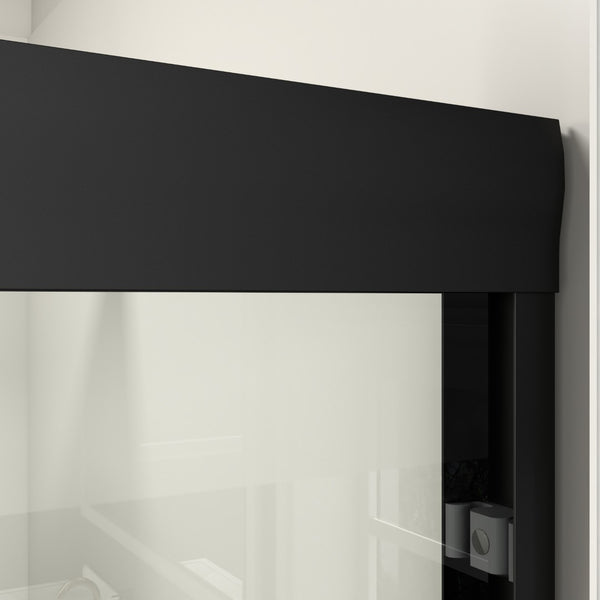 English Elm 44-48 in Semi-frameless Bypass Sliding Shower Door Tempered Glass Alcove Enclosure Matte Black W1573P239433