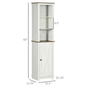 English Elm Kleankin Slim Freestanding Bathroom Storage Cabinet With Triple Shelves, Adjustable Linen Tower, White W2225P217009