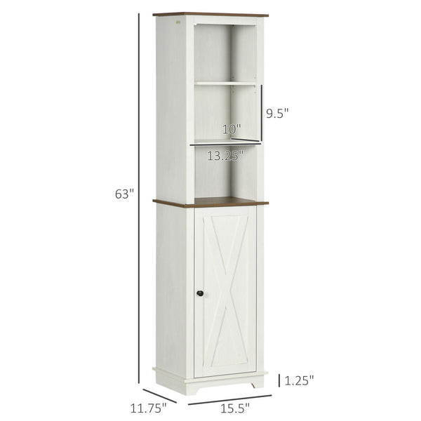 English Elm Kleankin Slim Freestanding Bathroom Storage Cabinet With Triple Shelves, Adjustable Linen Tower, White W2225P217009
