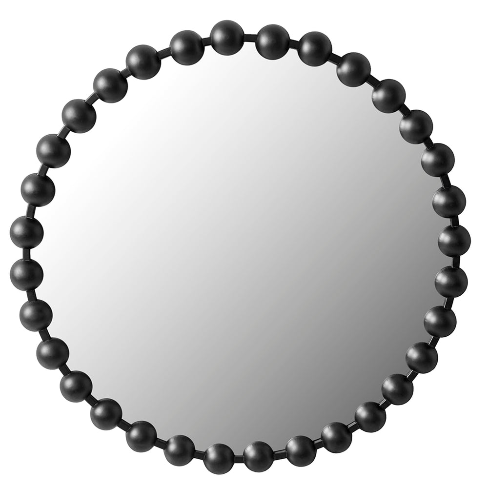 JLA Home Madison Park Signature - 27" Round Decorative Wall Mirror with Beaded Metal Frame, Vintage-Modern Accent for Entryway Vanity Black MPS95F-0036