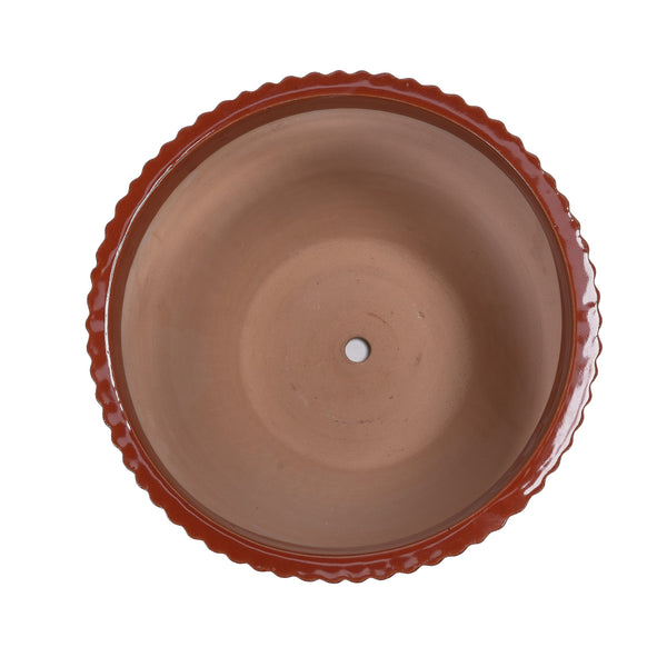 English Elm 4 Pieces Ceramic Flowerpot Set with Hand-Glazed Finish, Precision Molded Planters for Patio Decor Coral W3273P321567