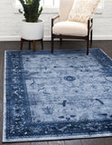 Unique Loom La Jolla Floral Machine Made Floral Rug Blue, Navy Blue 7' 10" x 11' 0"