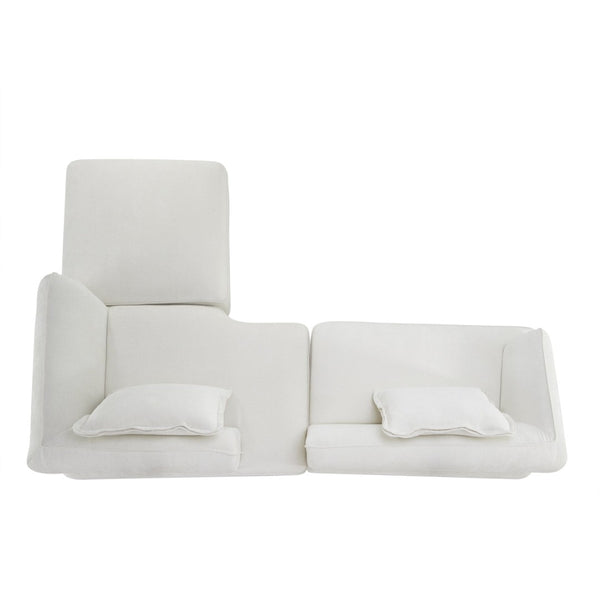 English Elm 122" L-shaped Sectional with Deep Chaise High Density Foam Low Profile Living Room Sofa Beige N767P371309W