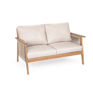 English Elm Christopher Knight Home® - Outdoor Acacia Wood and Rope 2-Piece Patio Chat Set Teak Beige — Weatherproof Cushions, Durable Design N757P238679B