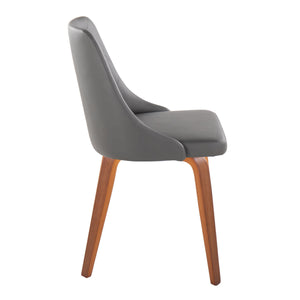 English Elm Marche Contemporary Accent/Dining Chair with Button Tufted Back & Walnut Wood Legs, Set of 2 Grey B202S01256