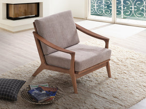 English Elm Lide Light Brown Fabric Accent Chair with Brown Wood Frame, Removable Cushion & 220lb Capacity B2726S00385