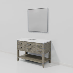 English Elm Grey Oak Single Bath Vanity With Cultured Marble Top & 46-Inch Mirror - Stylish Storage Solution B2731S01530