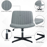 English Elm Homcom Wide Office Chair, Armless Office Desk Chair, Computer Fabric Vanity Chair With Adjustable Height, Gray