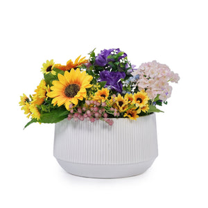 English Elm 2 Pieces Ceramic Flowerpot Set - Modern Glossy White Planters For Garden, Patio & Indoor Décor W3273P321386