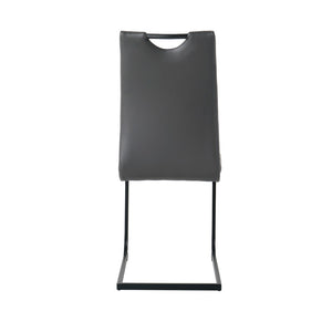 English Elm Modern White Pu Leather Dining Chairs with Black Metal Legs Ergonomic Set of 2 Charcoal+Grey W210P199090