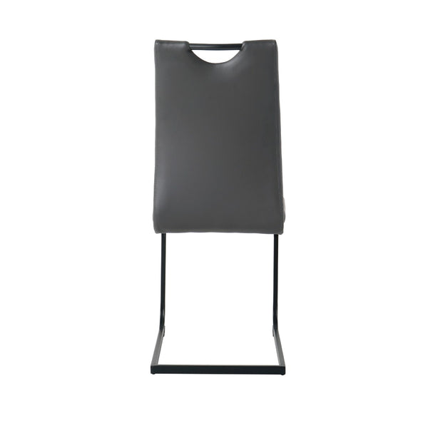 English Elm Modern White Pu Leather Dining Chairs with Black Metal Legs Ergonomic Set of 2 Charcoal+Grey W210P199090