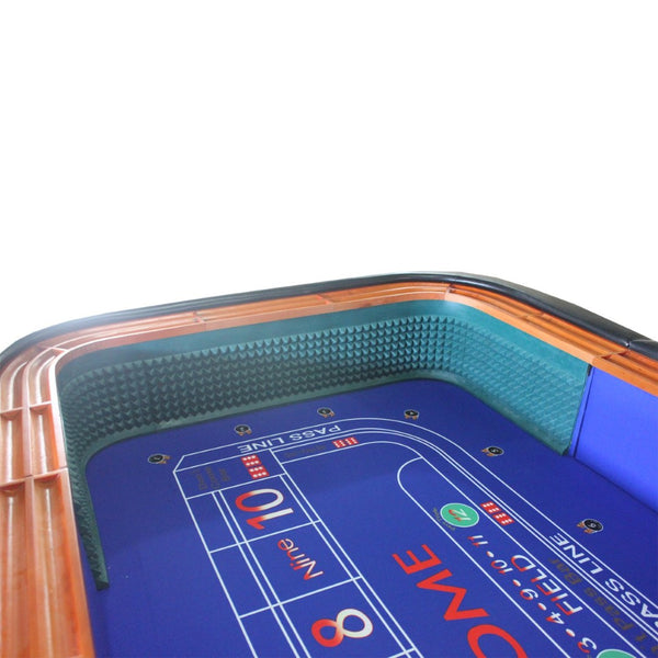 English Elm 12 Foot Casino Craps Table Blue Felt Surface Padded Rail Home Game Room Play W2748S00066