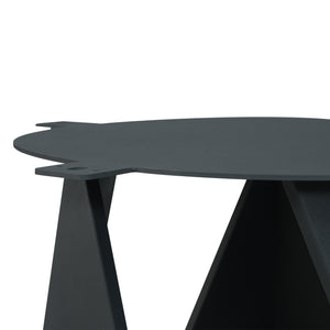 English Elm 53" Round Marble Dining Table For 6 With Black Iron Base & Built-In Turntable - Modern Elegance! W1535S00466