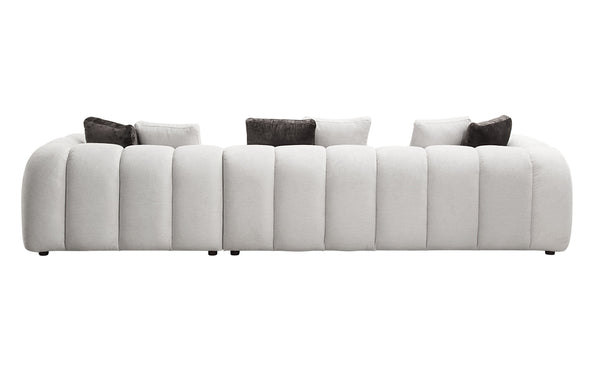 English Elm Manilla Ivory White Linen 2-Piece Sectional Sofa with Chaise & Armless Chair, Modern Deep Seat Plush B2726S00518