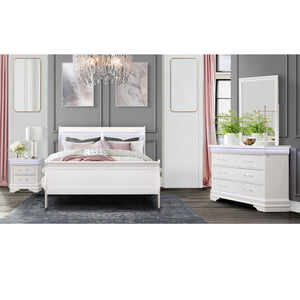 English Elm CHARLSTON Solid Wood Full Sleigh Bed with LED Headboard, Transitional Panel Design, Durable Finish White 78.13 L x 7.88 W x 4.88 H B201S00006
