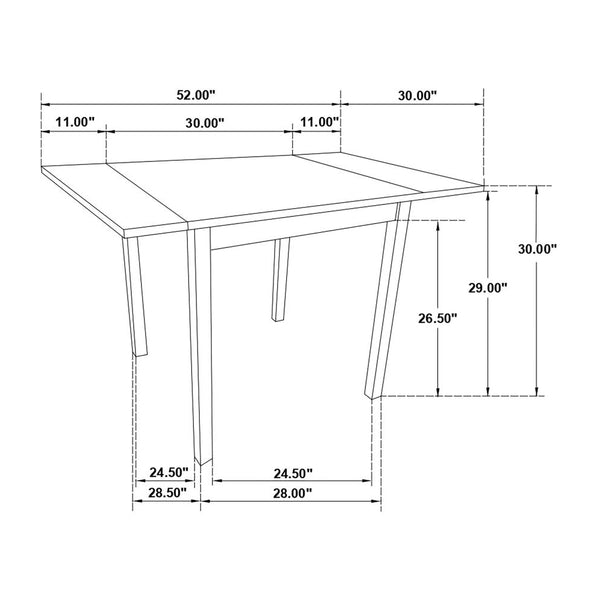 English Elm Rectangular Wooden Dining Table with Slim Tapered Legs, Beveled Top and Durable Rubberwood Finish Cappuccino B016P369789