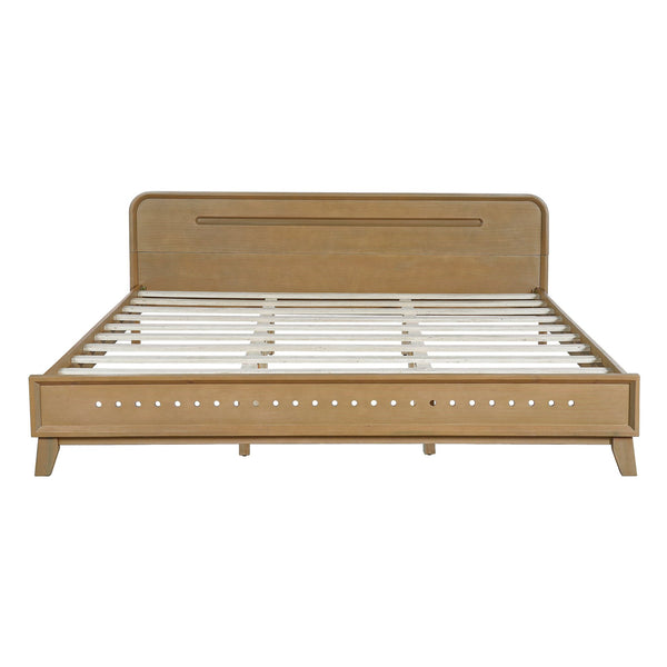 English Elm Christopher Knight Home® - Pine Solid Wood King Size Bed Frame – Rustic Yellow Charm, No Box Spring Required, Sturdy Support N770P291026N_N770P291027N