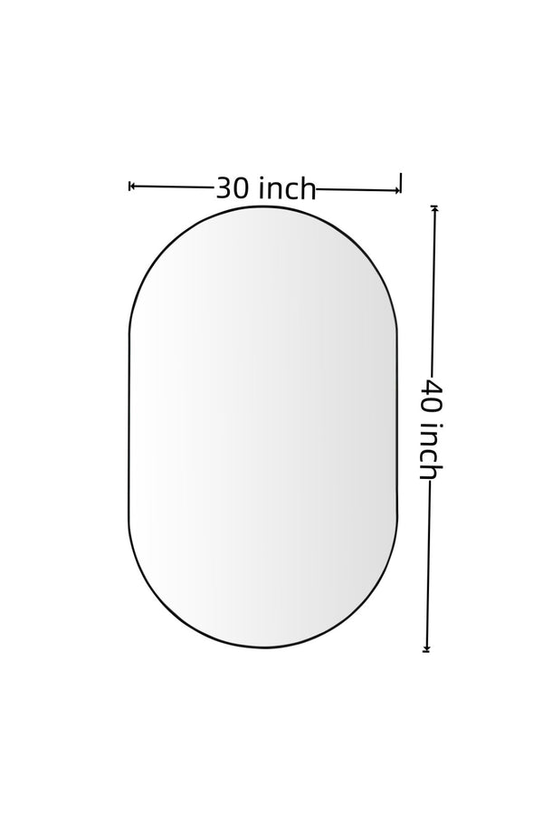 English Elm Wall Mirror 40X30 Inch Black Oval Metal Frame – Modern Wall Decor For Bathroom, Bedroom & Living Room W2091P345011-GIGA