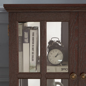 English Elm Led Curio Display Cabinet - Antique Cherry Showcase With Adjustable Shelves, Bluetooth Led Lights & More! W2275P231694