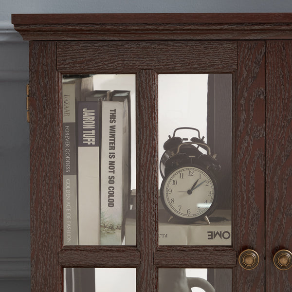 English Elm Led Curio Display Cabinet - Antique Cherry Showcase With Adjustable Shelves, Bluetooth Led Lights & More! W2275P231694