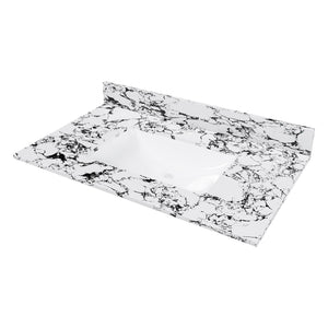 English Elm 37"X22" Bathroom Vanity Top With Undermount Sink & Backsplash - Durable, Easy-Clean Panda White Finish W509P362105