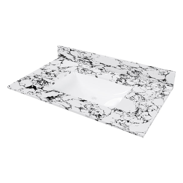 English Elm 37"X22" Bathroom Vanity Top With Undermount Sink & Backsplash - Durable, Easy-Clean Panda White Finish W509P362105