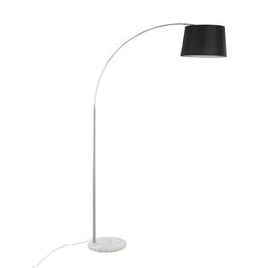 English Elm March Contemporary Floor Lamp - Stylish White Marble Base & Black Linen Shade For Modern Decor B202S01374