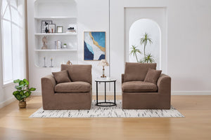 English Elm UNITED Cloud Couch Modular Sectional Sofa with Corduroy Cover, Ergonomic 2-Seater, No Assembly Needed Brown W1568P371124