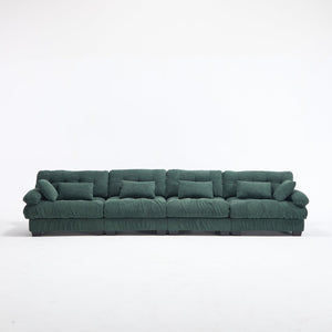 English Elm Modular Cloud Sectional Sofa Flannelette Upholstered Deep Seat with Plush Round Armrests Green W2120S00043