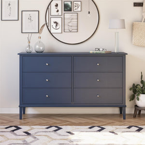 English Elm Valencia Seven Drawer Wide Dresser Dual Tone Laminate Matte Black Pulls Bedroom B2733S00016