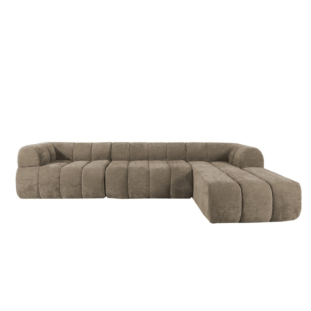 English Elm 122" Low Profile L-shaped Sectional with Chaise High Density Foam Modern Living Room N767P408805S