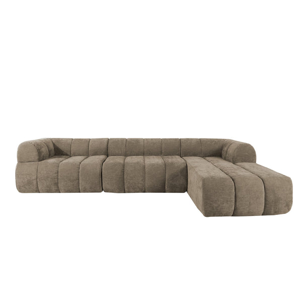 English Elm Christopher Knight Home® - 122" Modern L-Shaped Sectional Sofa with High-Resilience Foam, Low-Profile Design, Stain-Resistant Fabric Comfort Espresso N767P277694S