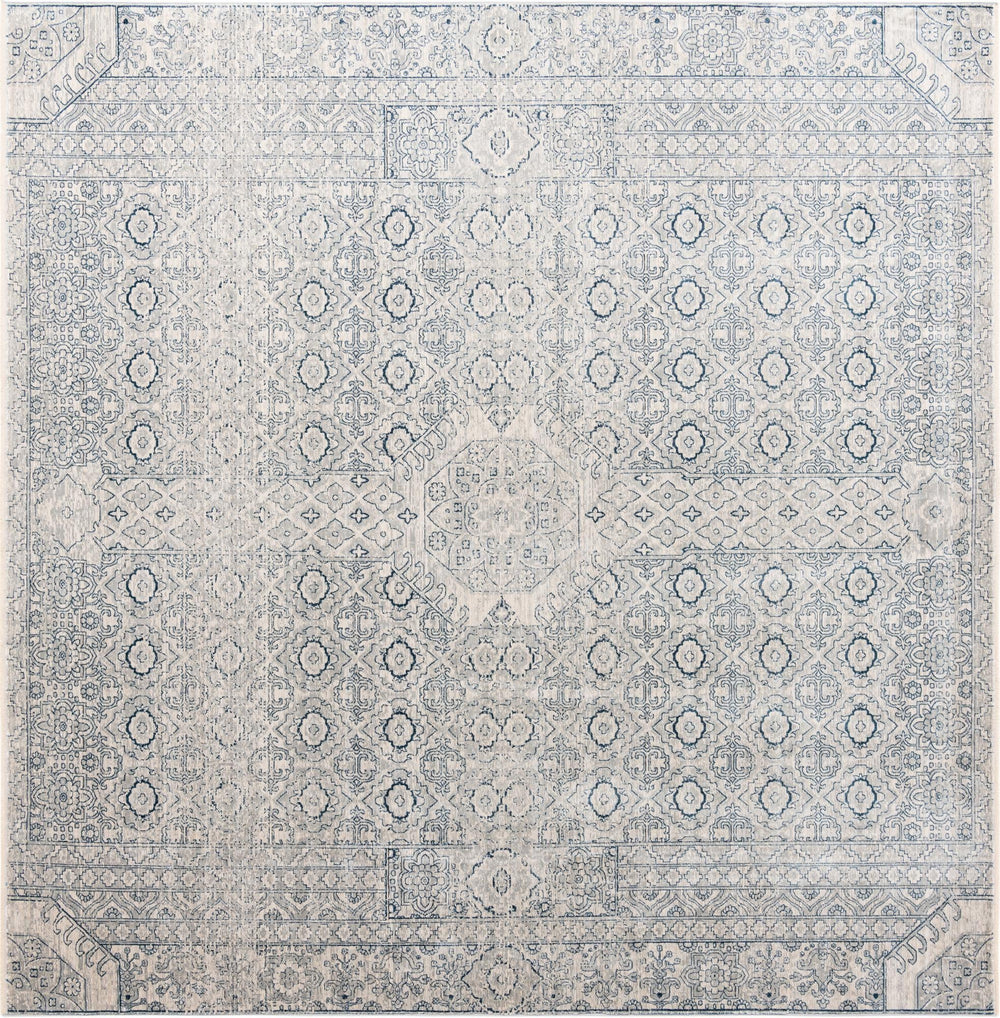 Unique Loom Newport Chepstow Machine Made Border Rug Gray, Ivory 10' 2" x 10' 2"