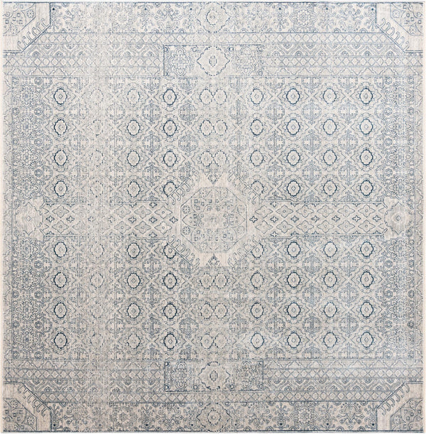 Unique Loom Newport Chepstow Machine Made Border Rug Gray, Ivory 10' 2" x 10' 2"