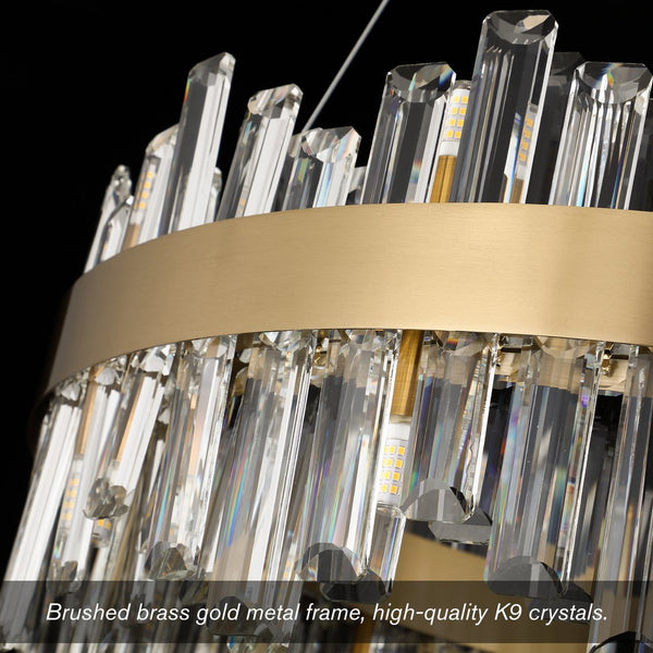 English Elm Modern Crystal 24" Gold Chandelier 18-Light Round Brass Fixture with Clear Crystals for Grand Rooms W2869P218650