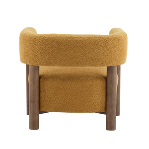 English Elm Christopher Knight Home® - Boucle Plush Bouclé Accent Chair with Rubber Wood Frame, Spring Bag Cushion for Cozy Support Yellow 30.75 L x 28.9 W x 19.25 H N776P268327T