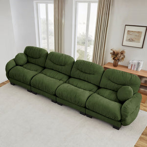 English Elm Pleated Chenille Modular Sofa with Ergonomic Foam Cushions and Sculptural Curved Armrests Green W5656S00052