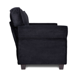 English Elm 57" Corduroy Two Seater Sofa Removable Cushions Solid Wood Frame Compact Living Room Black W2715P433633