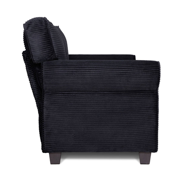English Elm 57" Corduroy Two Seater Sofa Removable Cushions Solid Wood Frame Compact Living Room Black W2715P433633