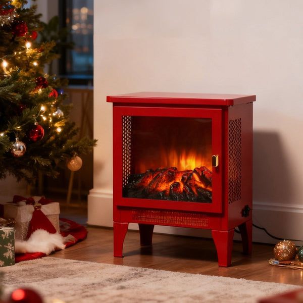 English Elm 18 Inch Electric Stove Heater Cast Iron Style 3d Led Flame Panoramic Mesh View W1769P394302