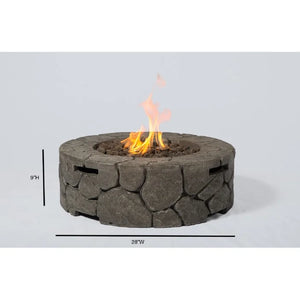 English Elm 9'' Charcoal Grey Fibre Reinforced Concrete Outdoor Fire Pit with 40,000 BTU, Push-Button Ignition, Cover Included B120P203218