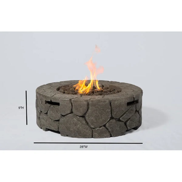 English Elm 9'' Charcoal Grey Fibre Reinforced Concrete Outdoor Fire Pit with 40,000 BTU, Push-Button Ignition, Cover Included B120P203218