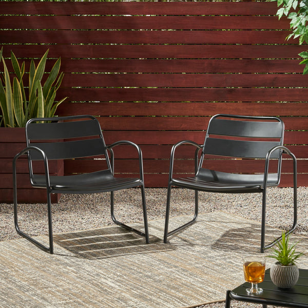English Elm Christopher Knight Home® - CONRAD Chair with Sleek Iron Frame, Comfortable Curved Seat, Durable Outdoor/Indoor Accent Seating Matte Black 65197.00BLK