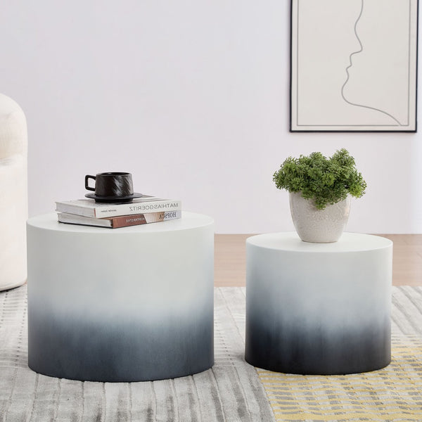 English Elm Mdf Nesting Table Set of 2 Two-tone Geometric Modern Living Room Accent Pair W876P309992