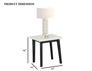 English Elm Contemporary 3-Piece Table Set: Triangle Coffee Table & Square End Tables With Marble Top Storage B2741S00644